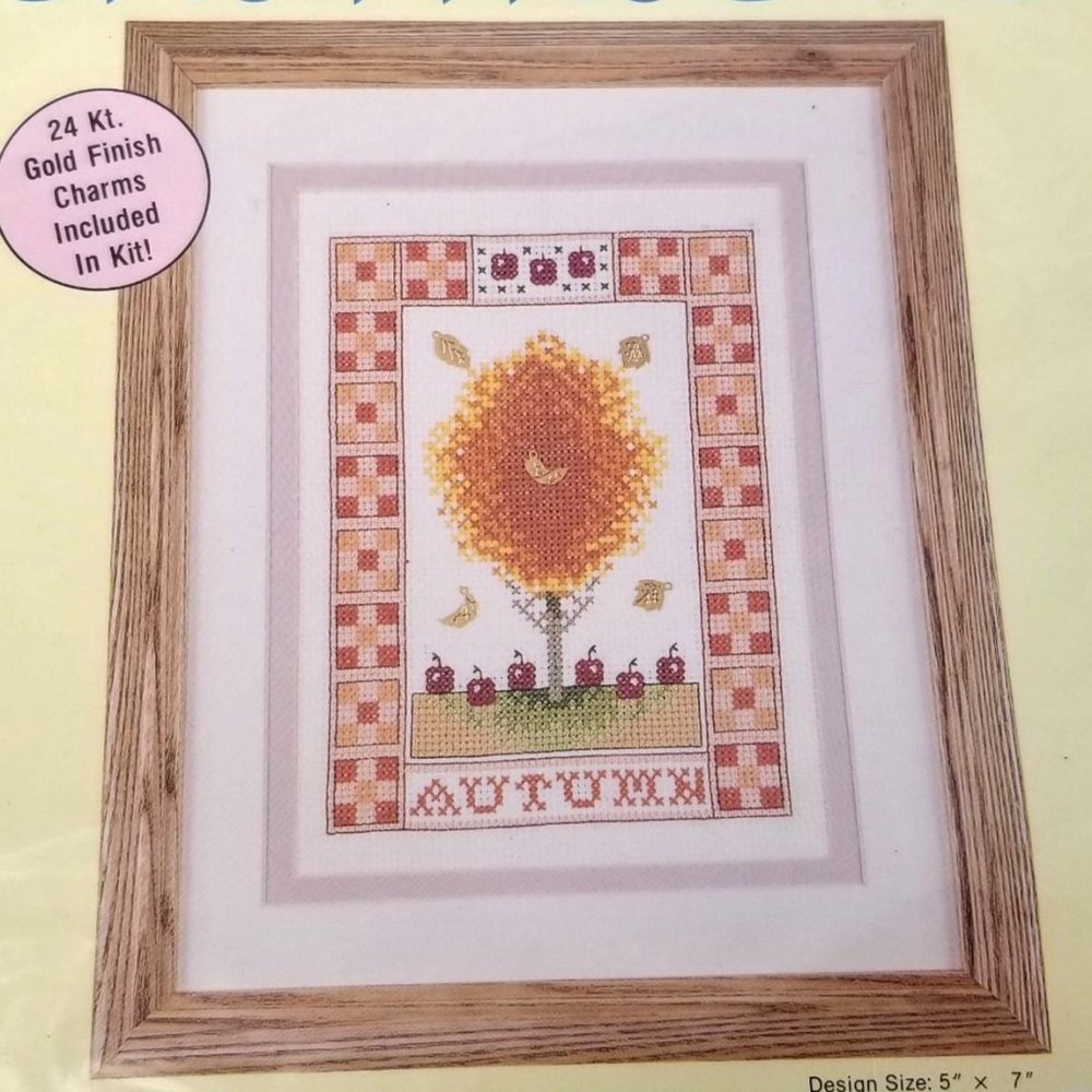 Charmables Counted Cross Stitch Kit Autumn Apple Tree 86312 Fall 1991 USA NEW